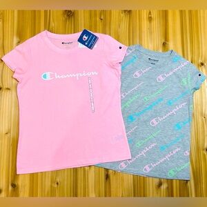 Champion Brand Girls Gray and Pink Bundle of Two Shirts Both Size Large 14